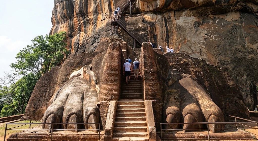 Lion's Paw staircase leading up Sigiriya Rock