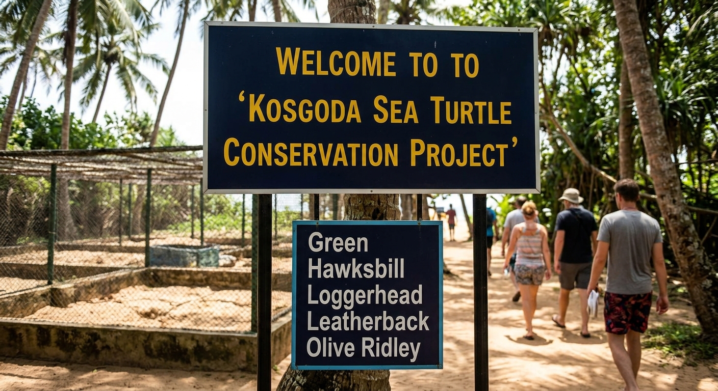 Welcome sign at the Kosgoda Sea Turtle Conservation Project