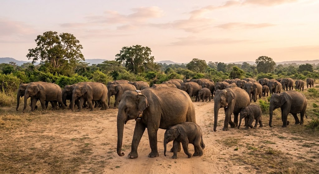 Mother and baby elephant in Udawalawe National Park